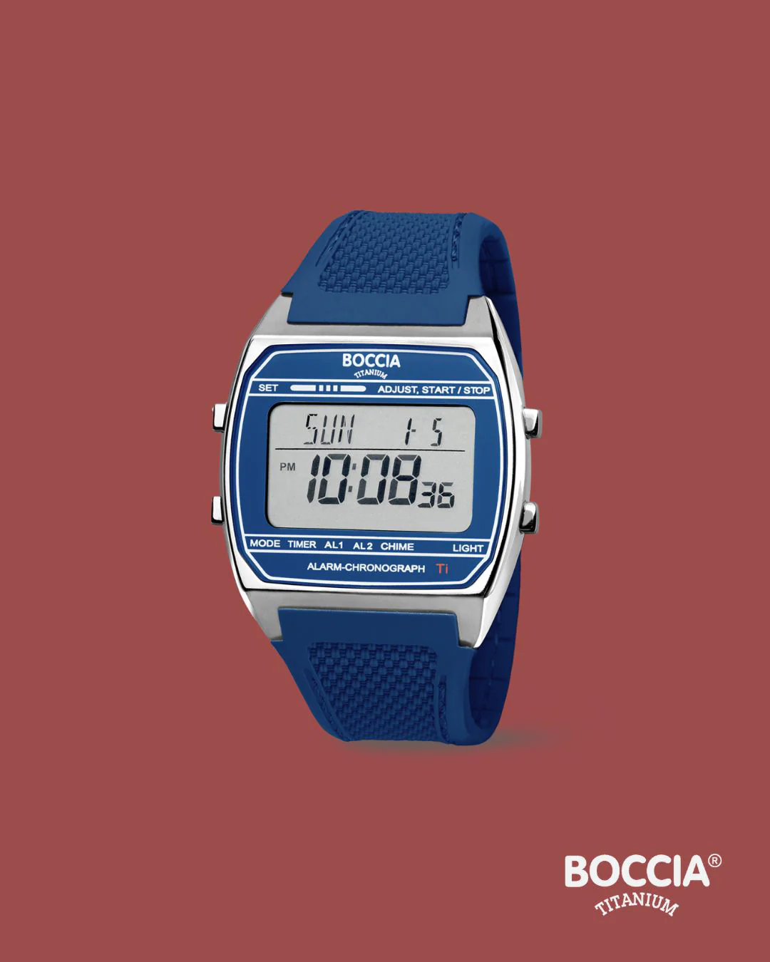 3738-02 Boccia Titanium Digital Watch, Blue - Image 3