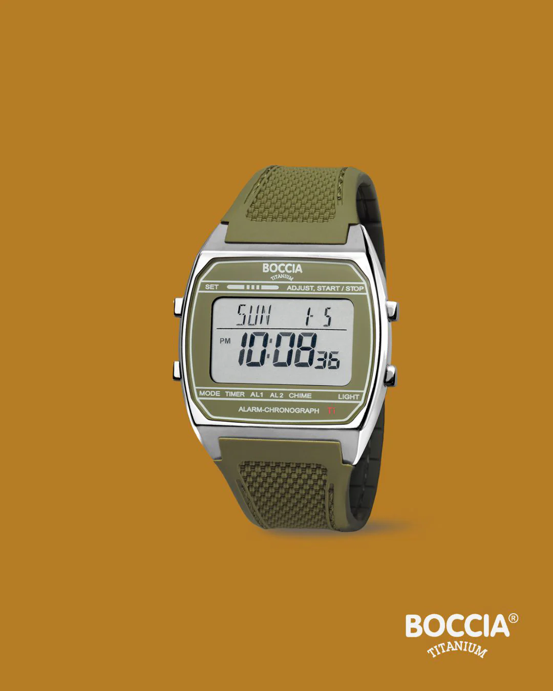 3738-03 Boccia Titanium Digital Watch, Green - Image 3