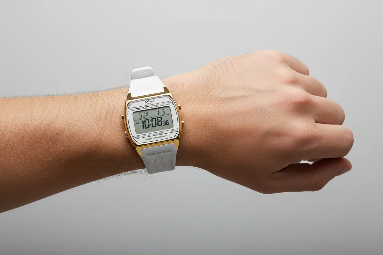 3738-04 Boccia Titanium Digital Watch, White - Image 5